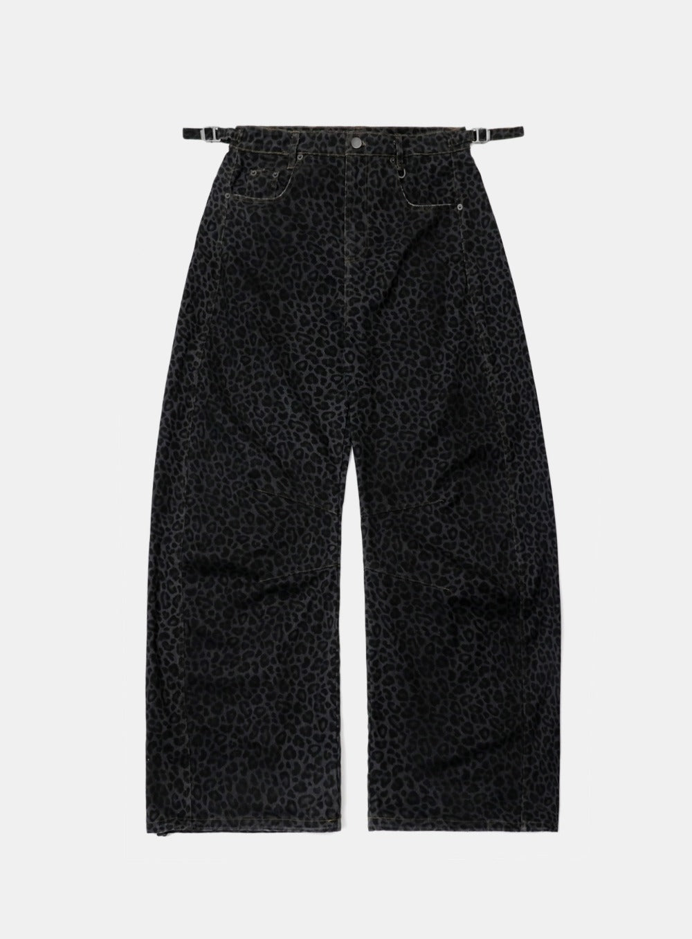 Badblood Lion Patch Washed Barrel Pants Black Leopard