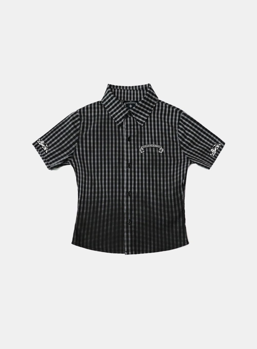 Badblood Cosmo Graphic Short Sleeve Shirt Black Check