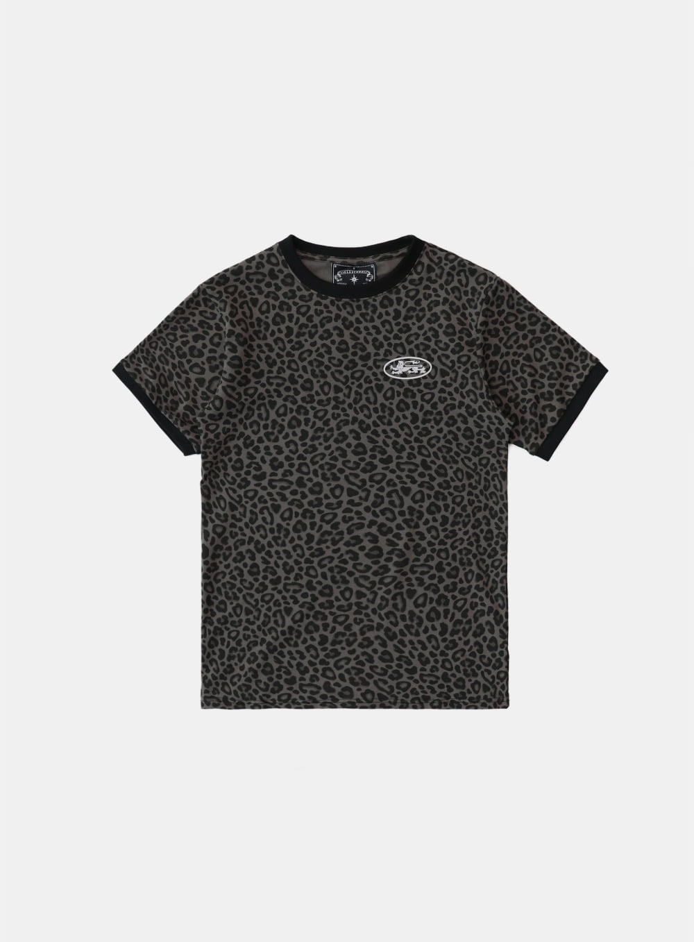 Badblood Mystic Oval Logo Jersey Ringer T-Shirt - Black Leopard