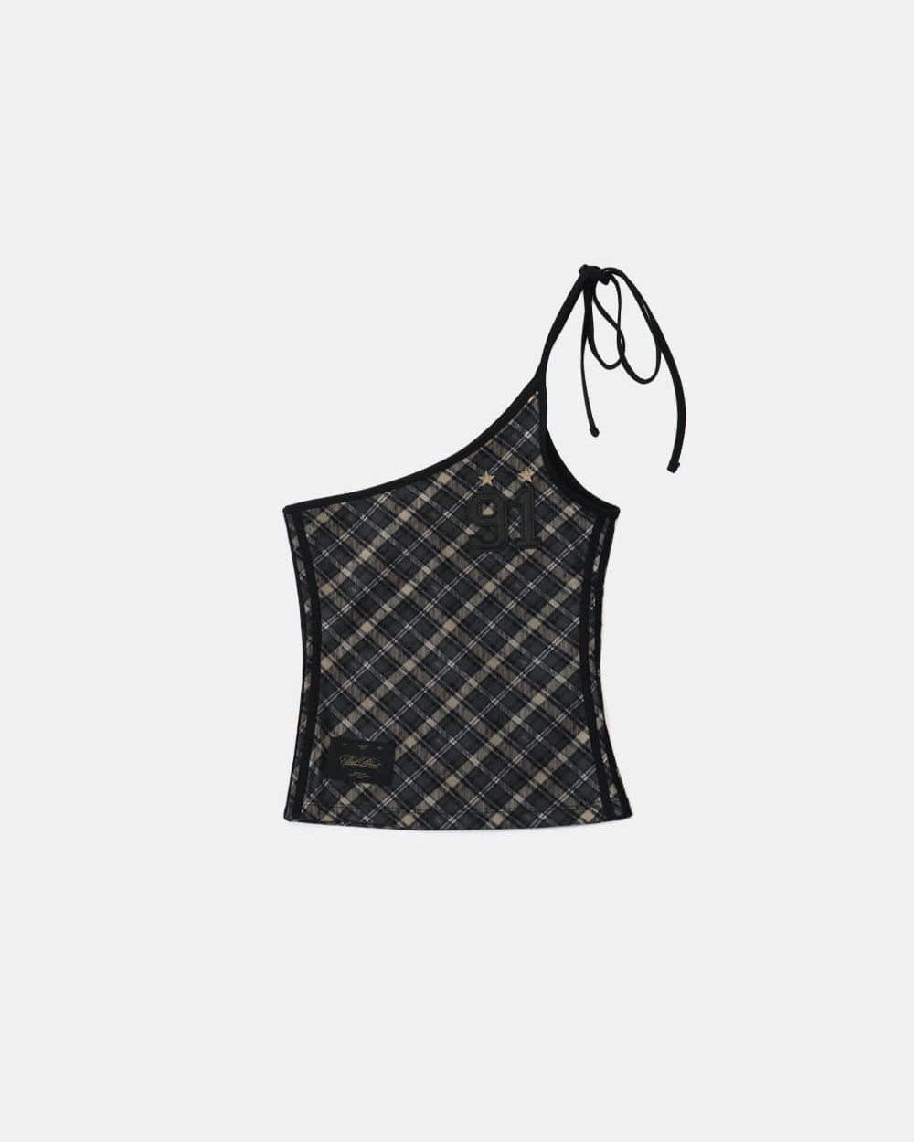 Badblood Vintage Club One Shoulder Tank - Check Black