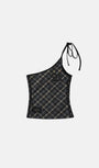 Badblood Vintage Club One Shoulder Tank - Check Black