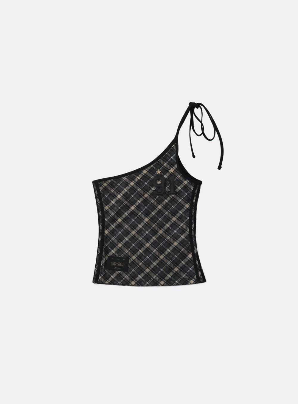 Badblood Vintage Club One Shoulder Tank - Check Black