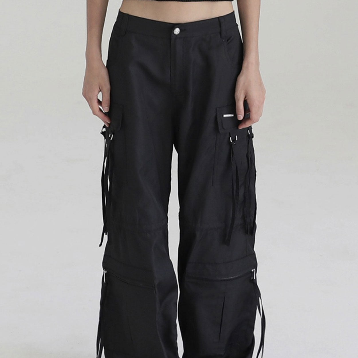 Badblood Multi-strap cargo pants Black parachute
