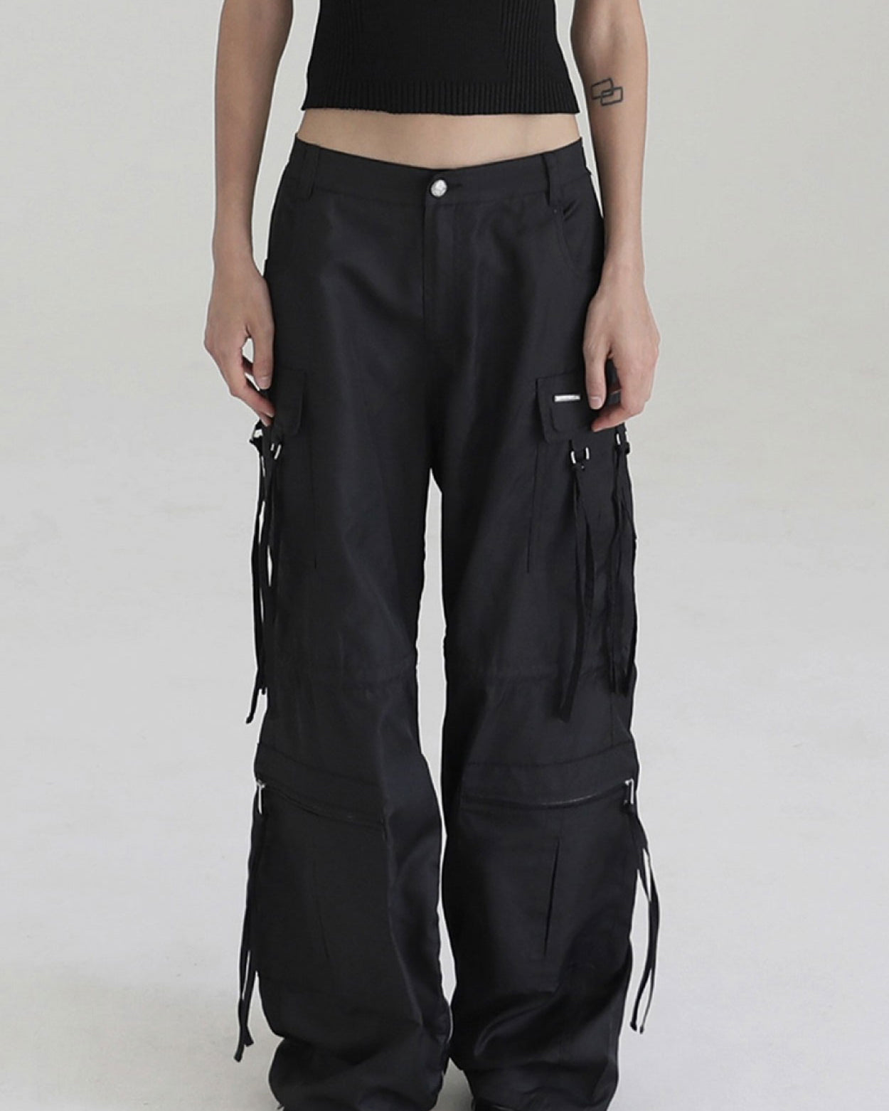 Badblood Multi-strap cargo pants Black parachute