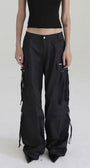 Badblood Multi-strap cargo pants Black parachute