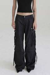 Badblood Multi-strap cargo pants Black parachute