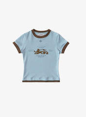 Badblood Lion Jersey Ringer T-Shirt - Light Blue