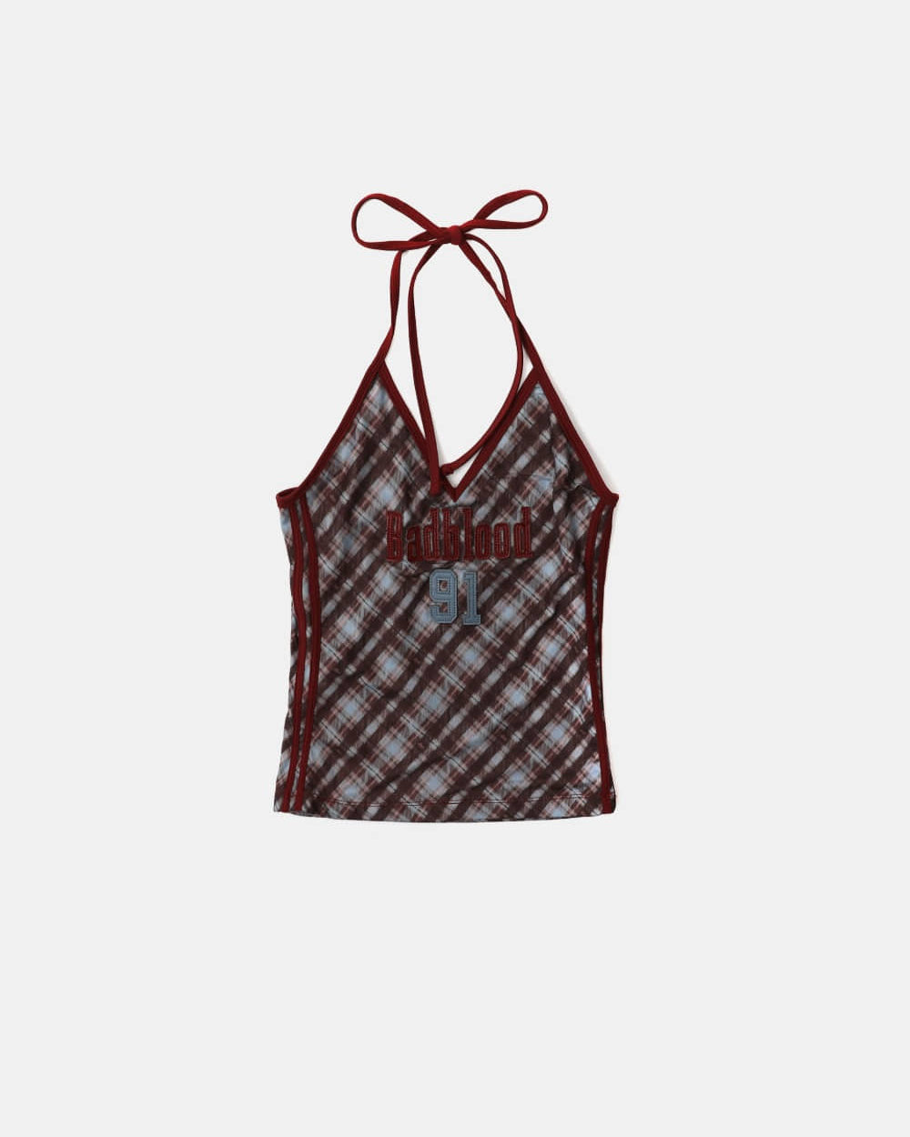 Badblood Vintage Club Halter Tank - Checked Red