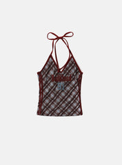 Badblood Vintage Club Halter Tank - Checked Red