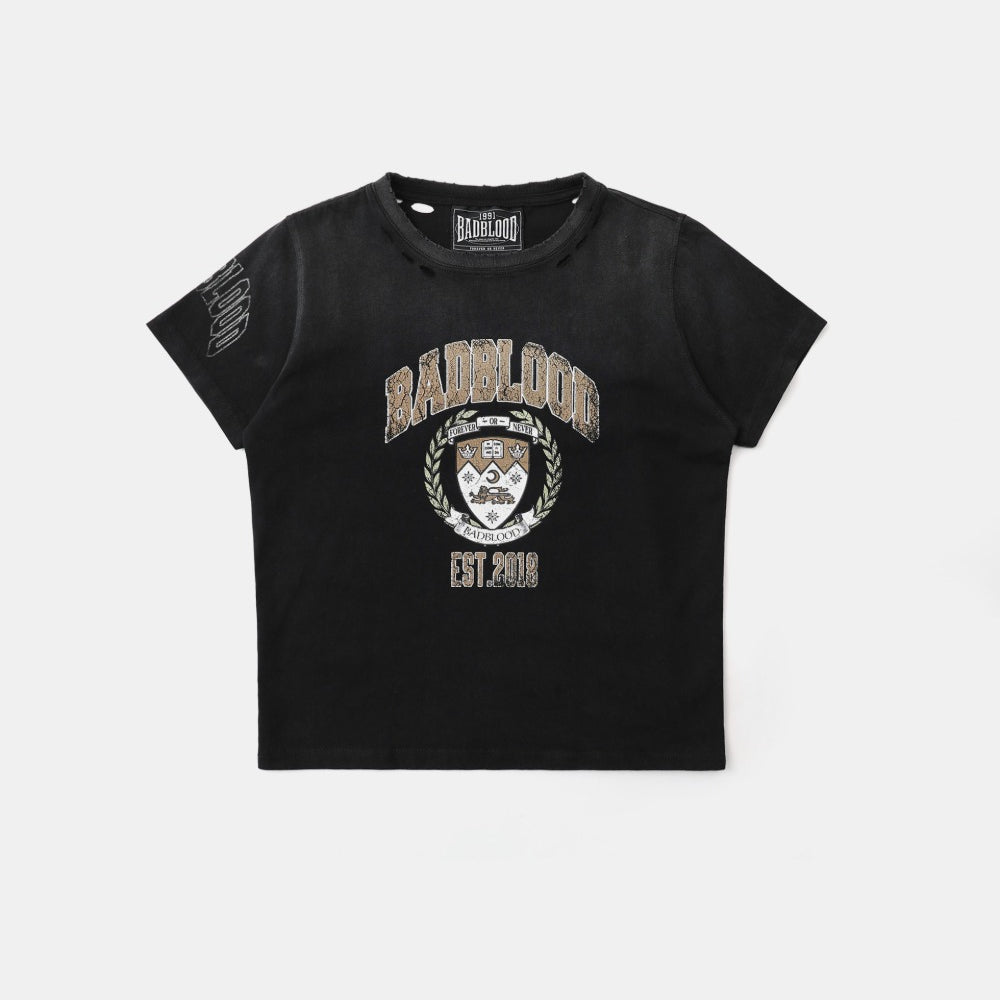 Badblood Workshop Print Distressed T-Shirt Black