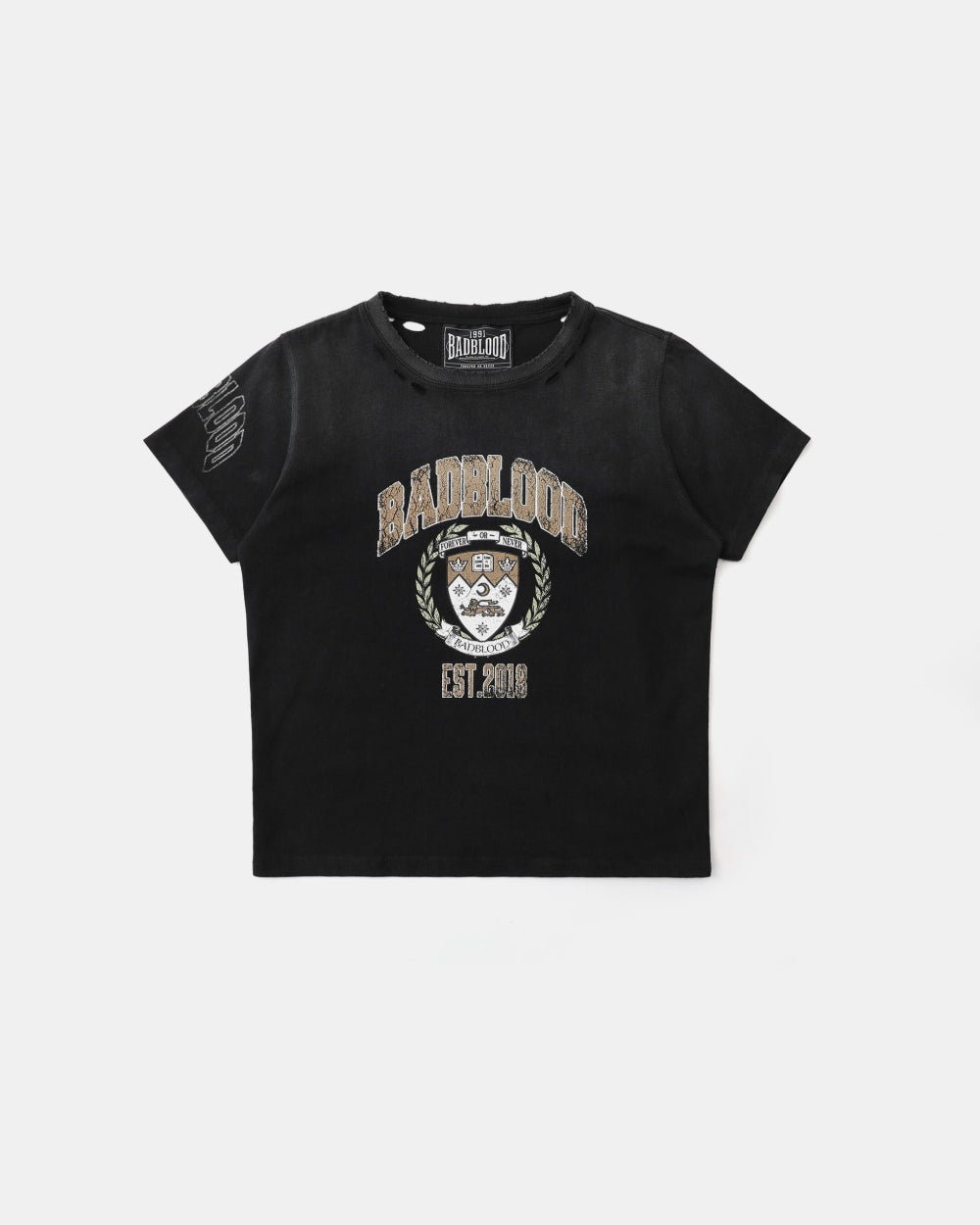Badblood Workshop Print Distressed T-Shirt Black