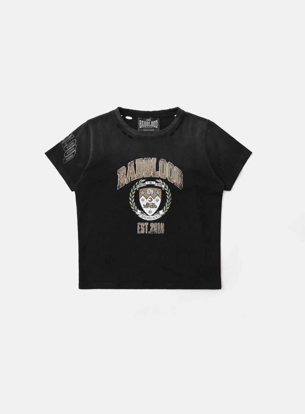 Badblood Workshop Print Distressed T-Shirt Black