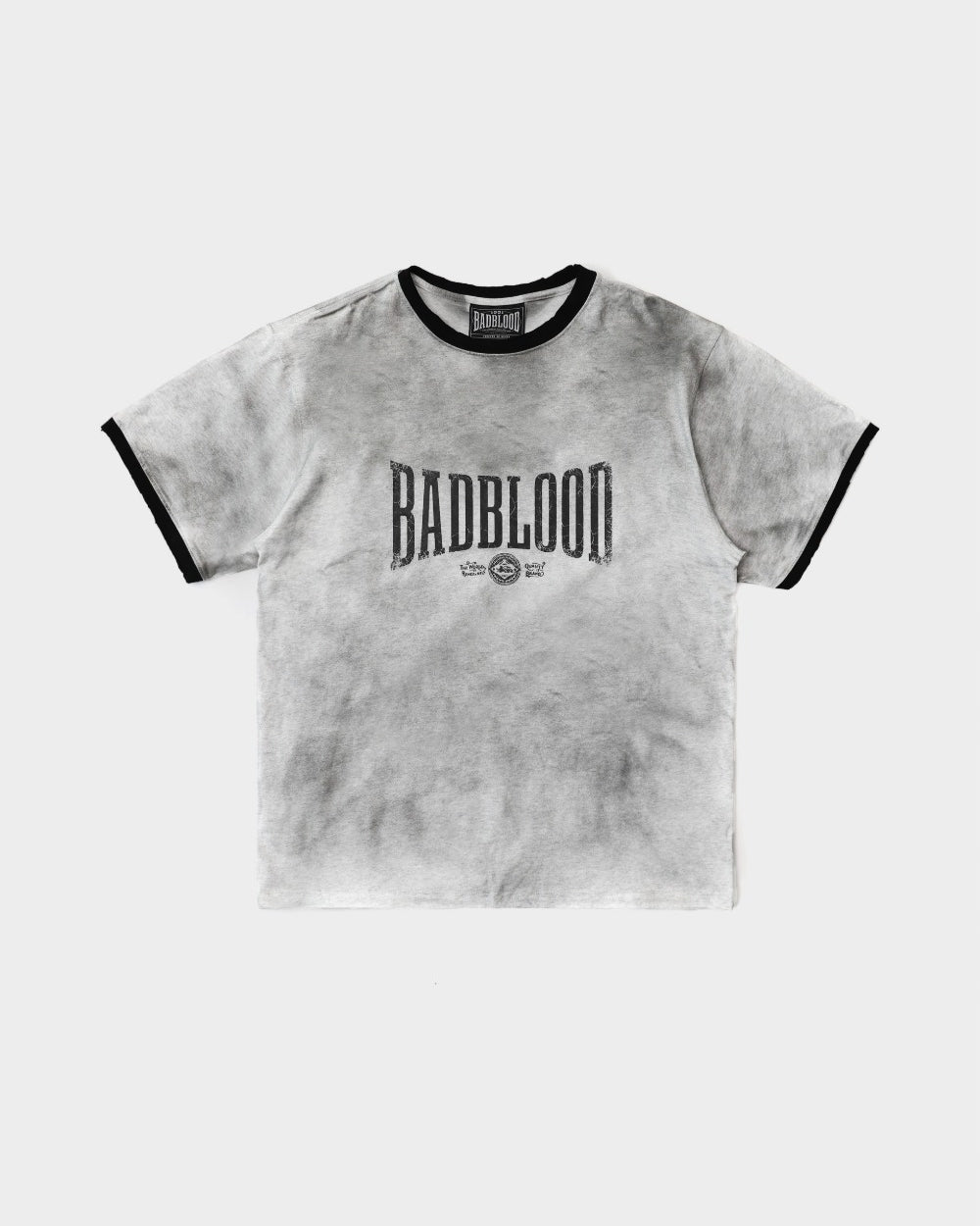Badblood Curved Logo Dusty Ringer T-Shirt White