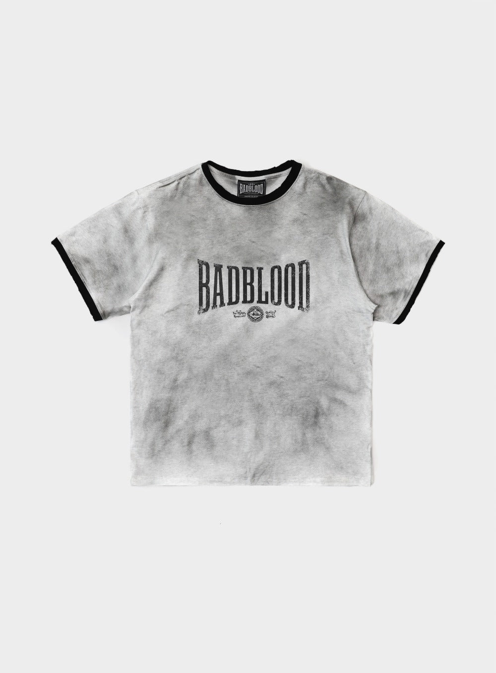 Badblood Curved Logo Dusty Ringer T-Shirt White