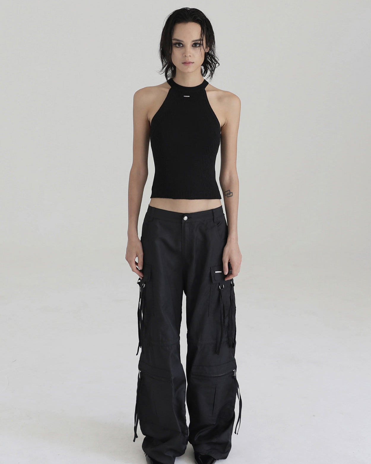 Badblood Multi-strap cargo pants Black parachute