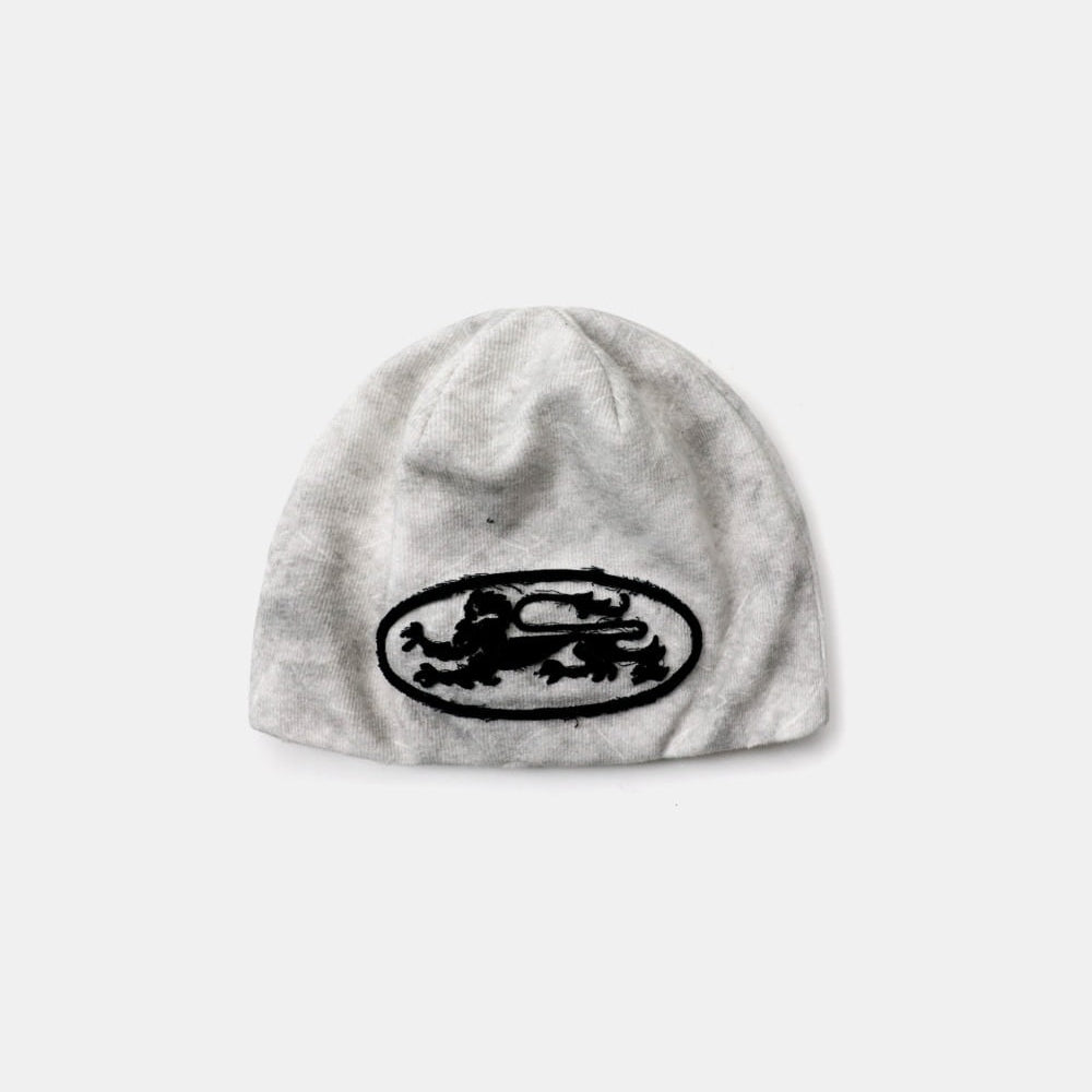 Badblood Lion Patch Beanie Washed White