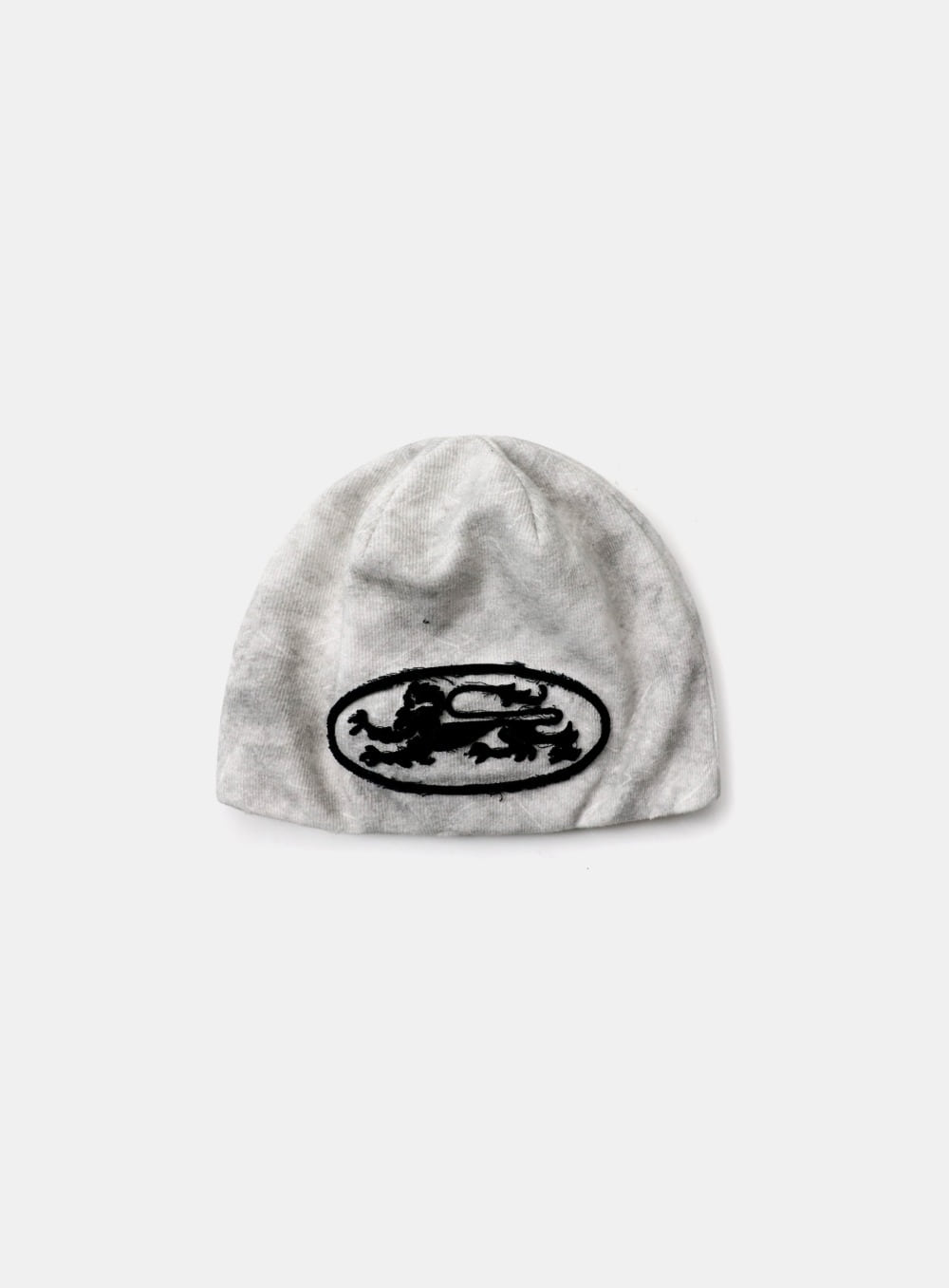 Badblood Lion Patch Beanie Washed White