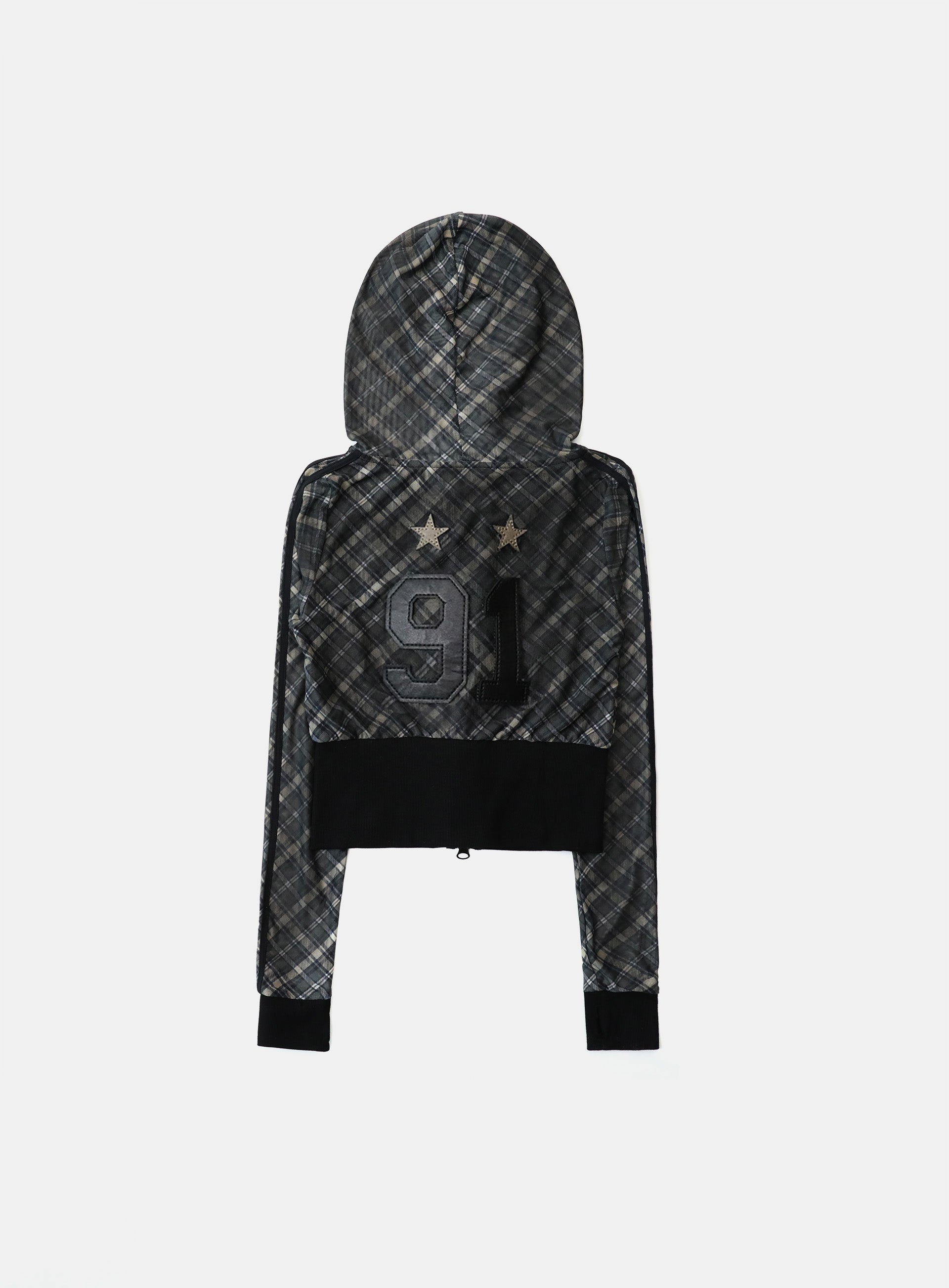 Badblood Vintage Club Slim Fit Hooded Zip-Up Check Black