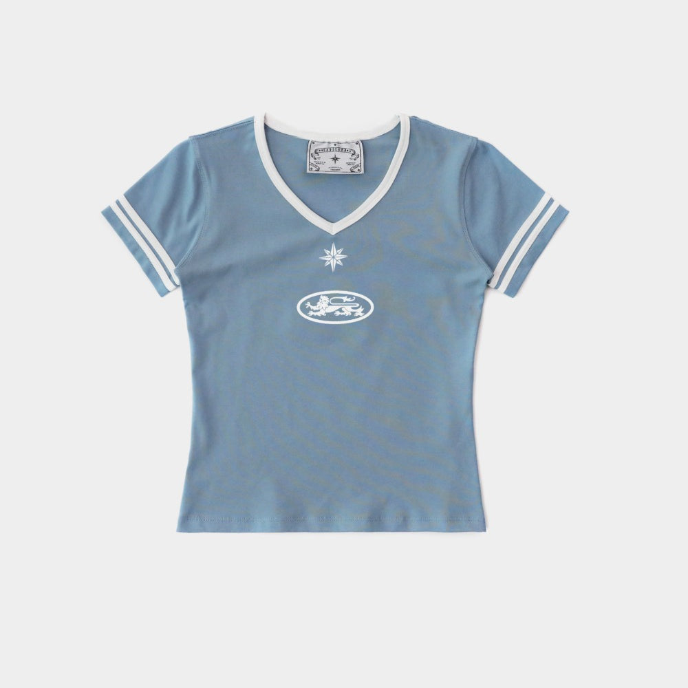 Badblood 91 V-Neck Jersey T-Shirt - Light Blue