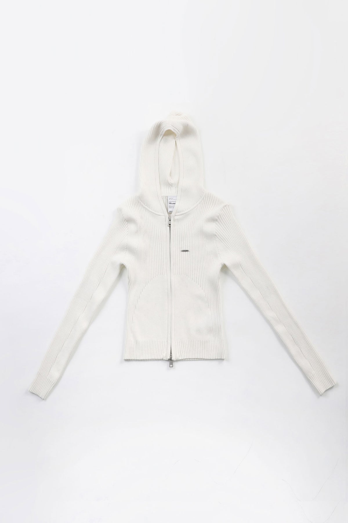 Badblood Knit hooded zip-up White