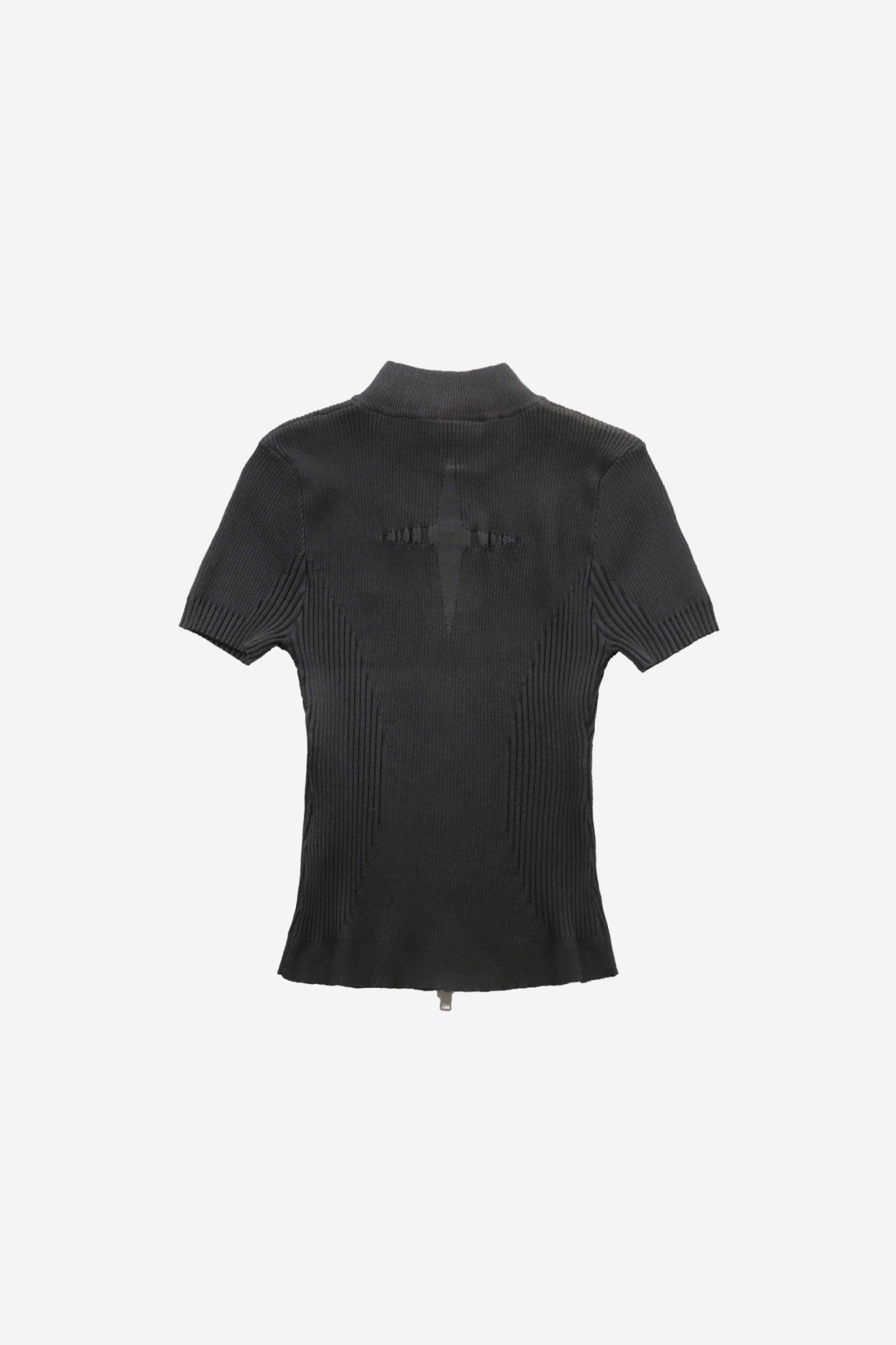 Badblood Mockneck short sleeve knit zip-up Black