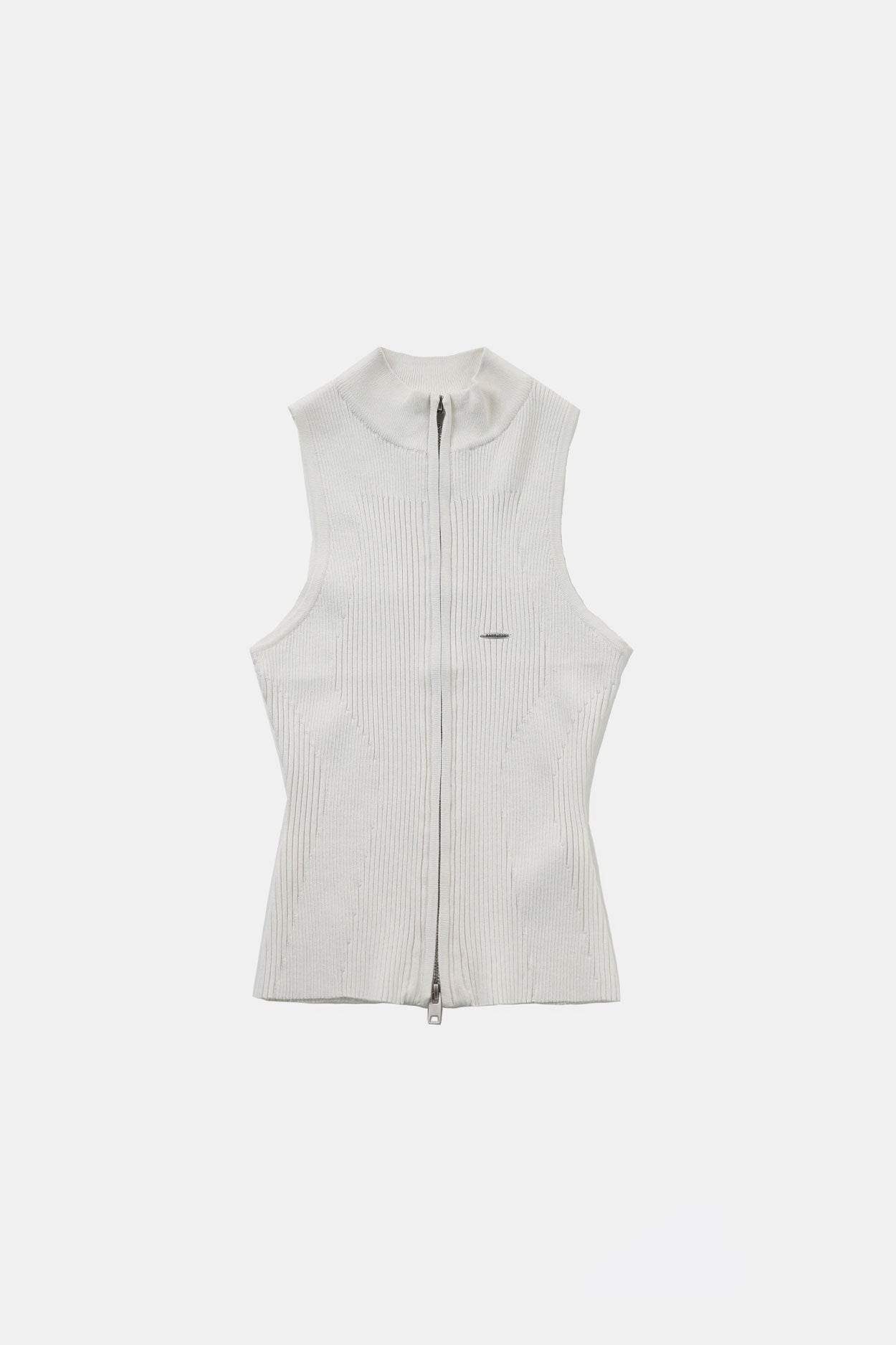 Badblood Mockneck tank knit zip-up White