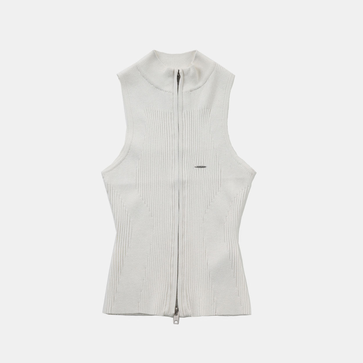 Badblood Mockneck tank knit zip-up White
