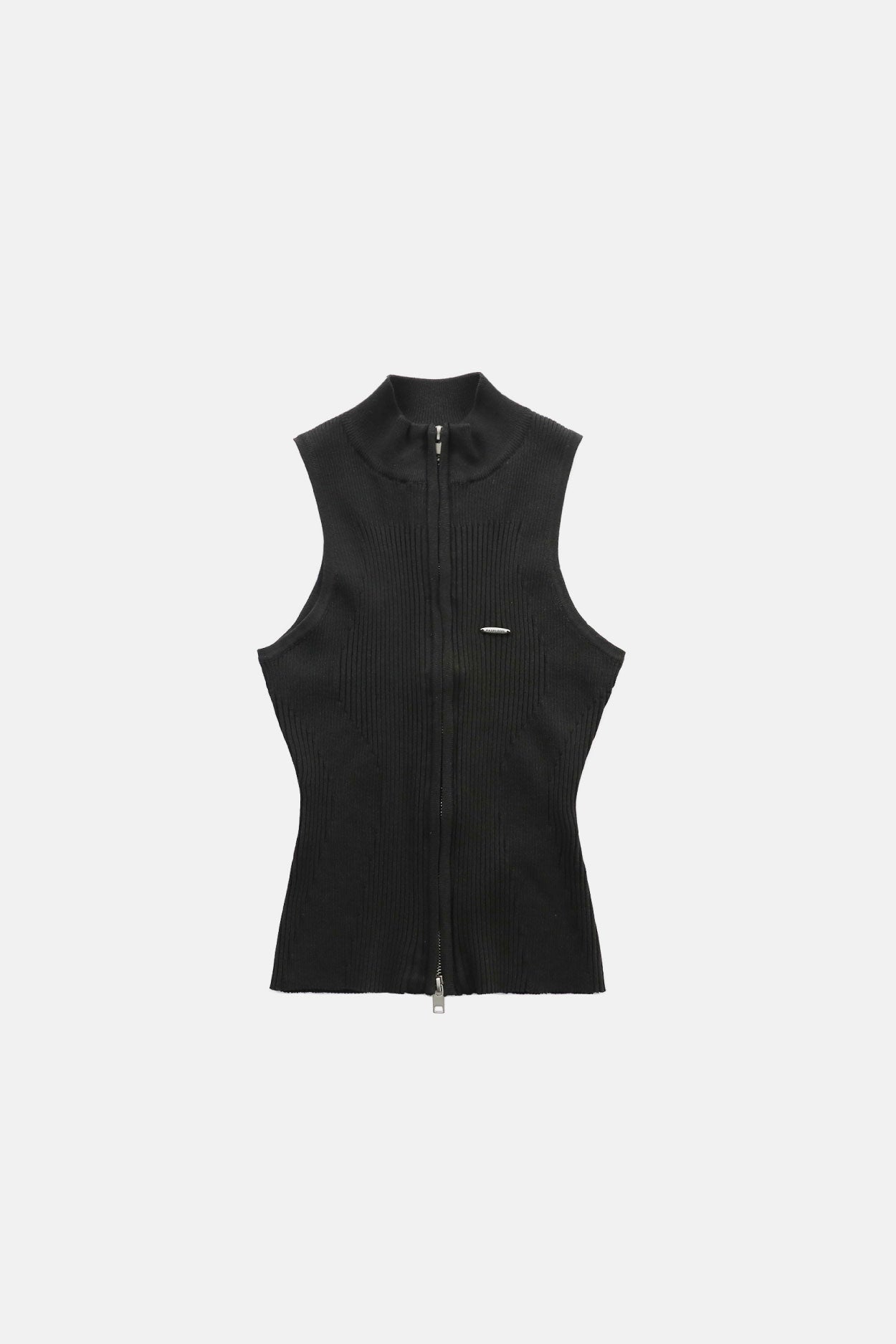 Badblood Mockneck tank knit zip-up Black