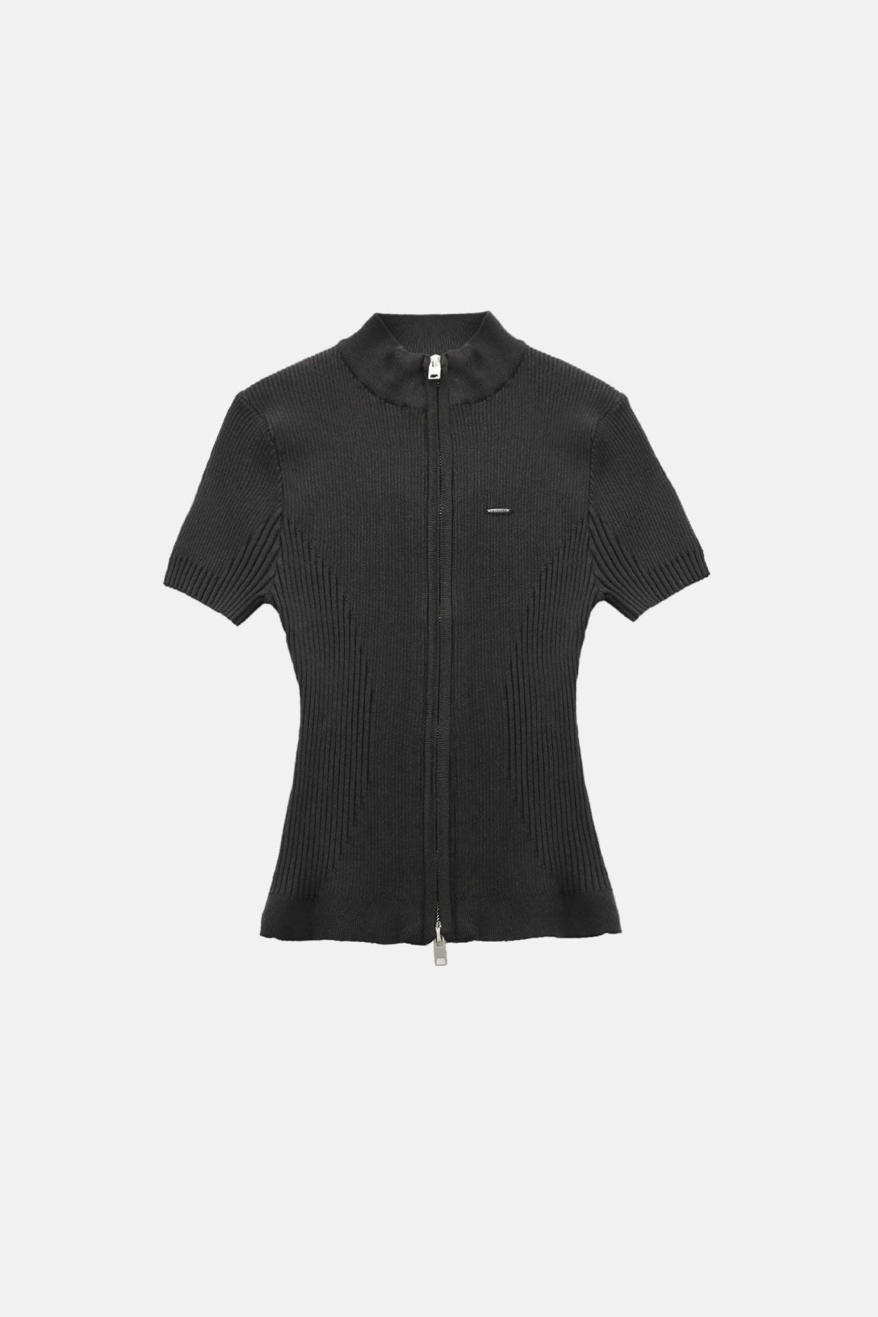 Badblood Mockneck short sleeve knit zip-up Black