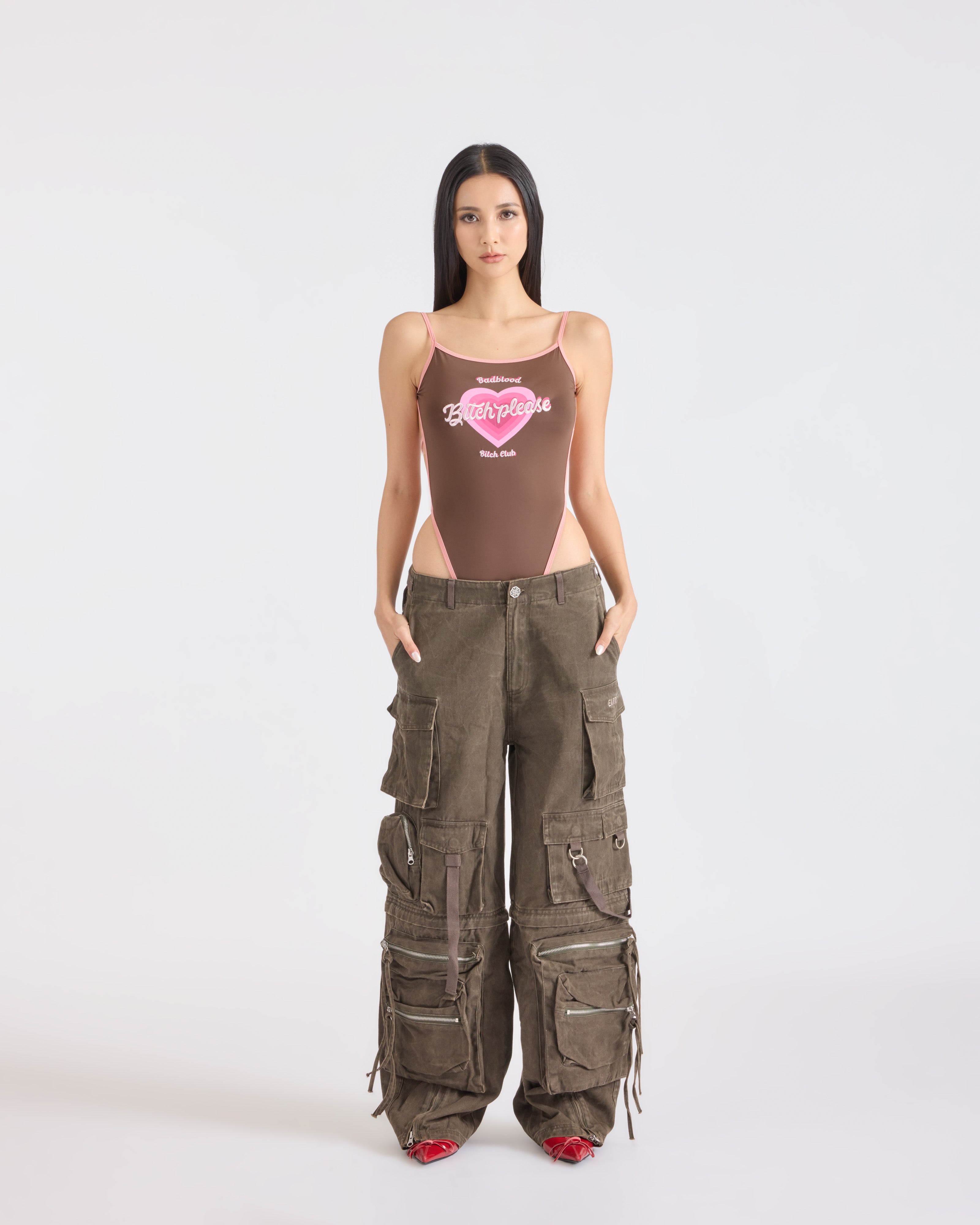 Badblood Hong Kong Limited Edition BBC Big Heart Cruise Bodysuit Brown/Pink