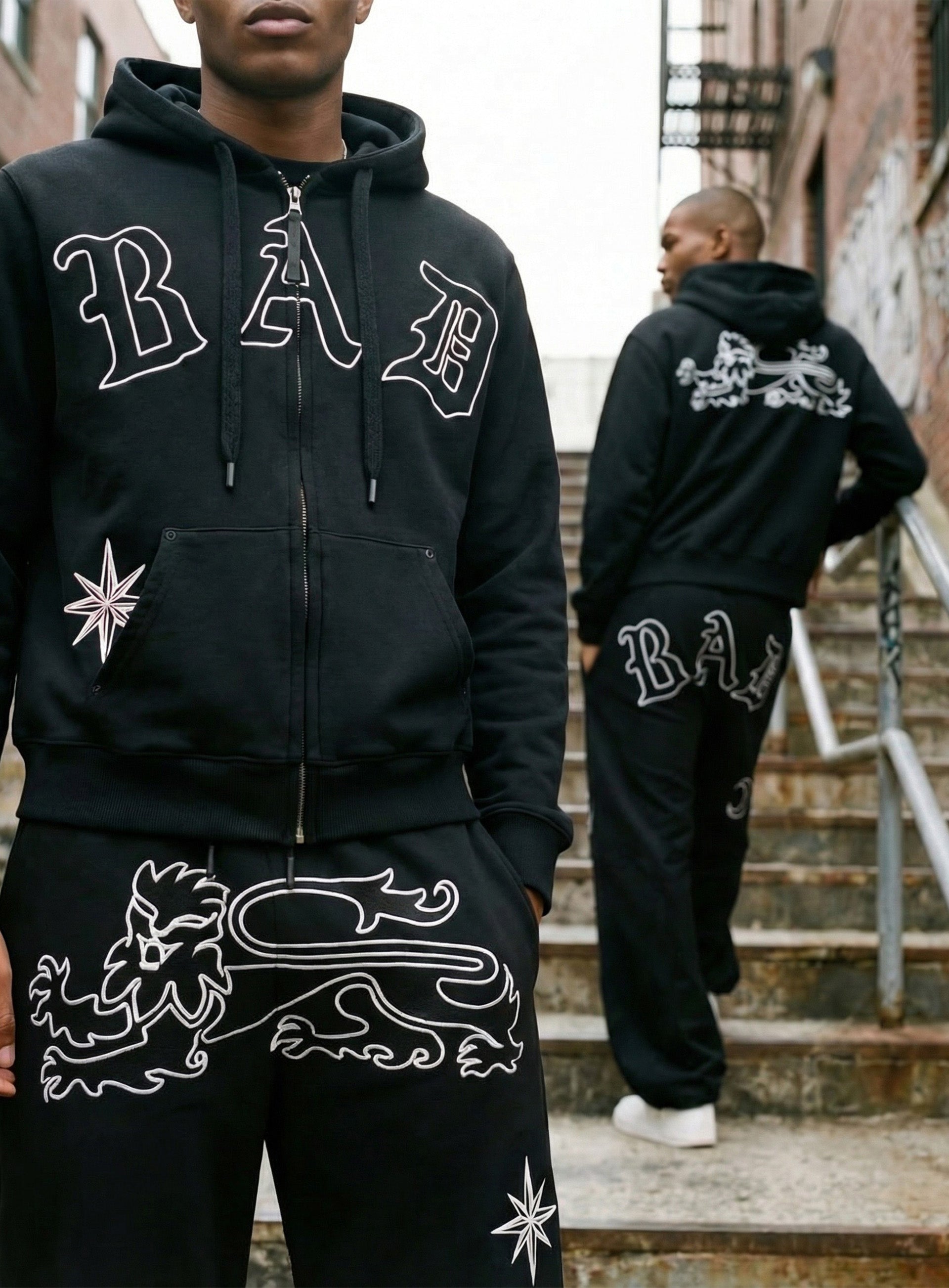 Badblood Titan Stroke Baggy Joggers - Black