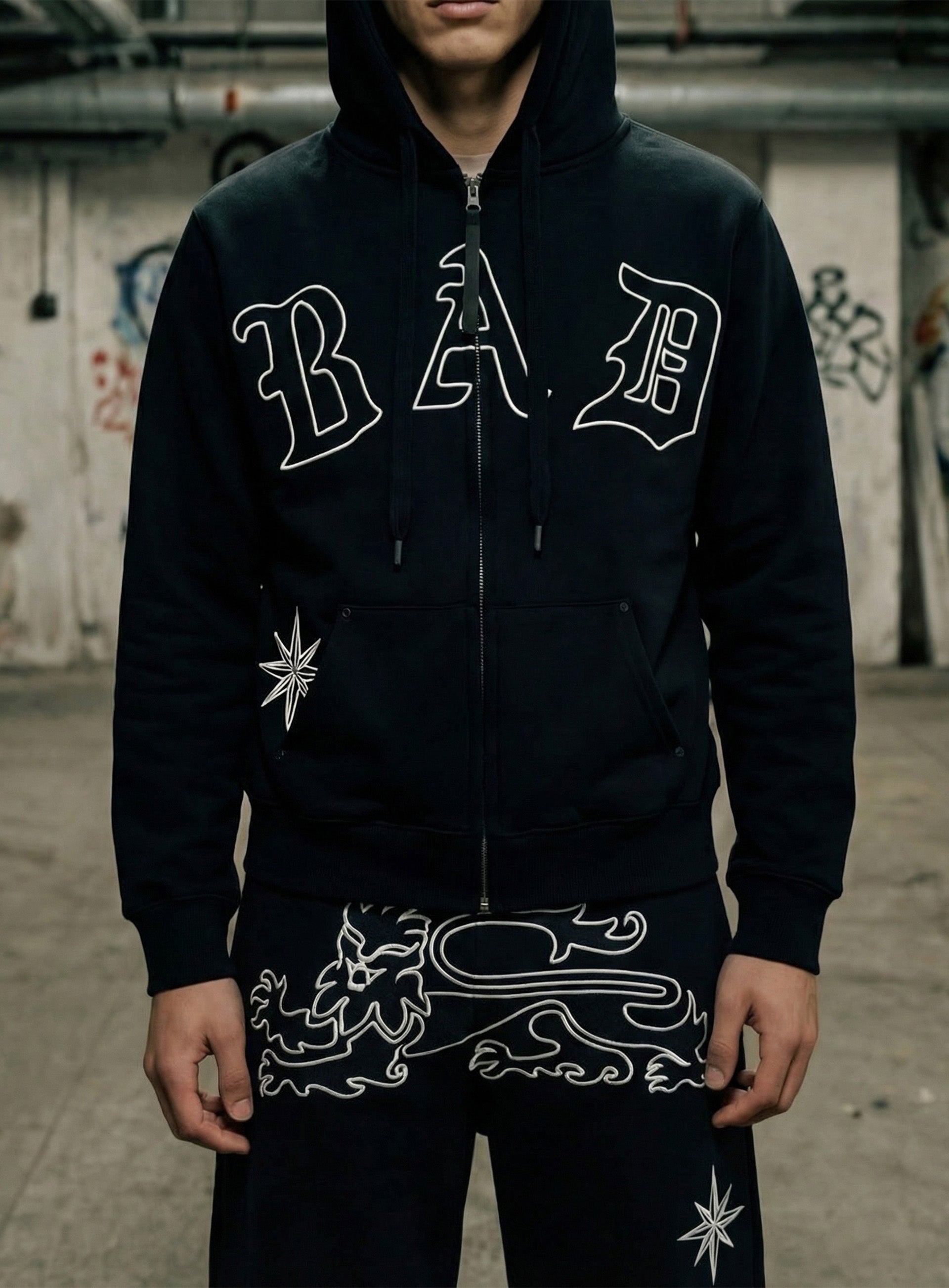 Badblood Titan Stroke Baggy Joggers - Black