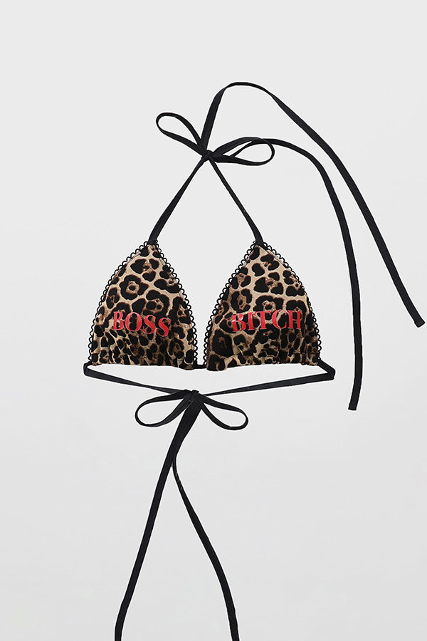 Badblood Leopard Bikini Top Brown