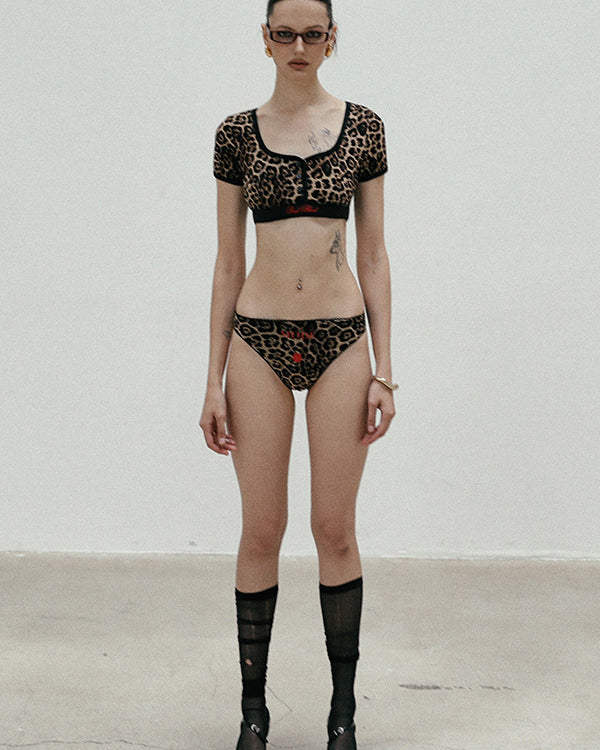 Badblood Leopard 1/2 T Bra - Brown