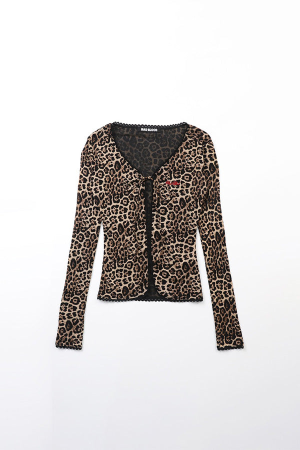 Badblood Leopard Tie Cardigan – Brown