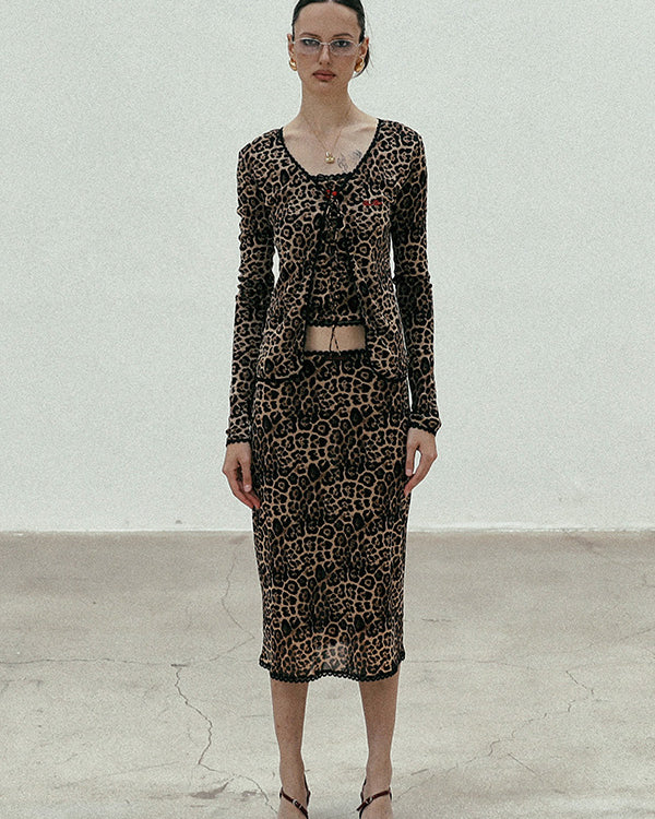 Badblood Leopard Tie Cardigan – Brown