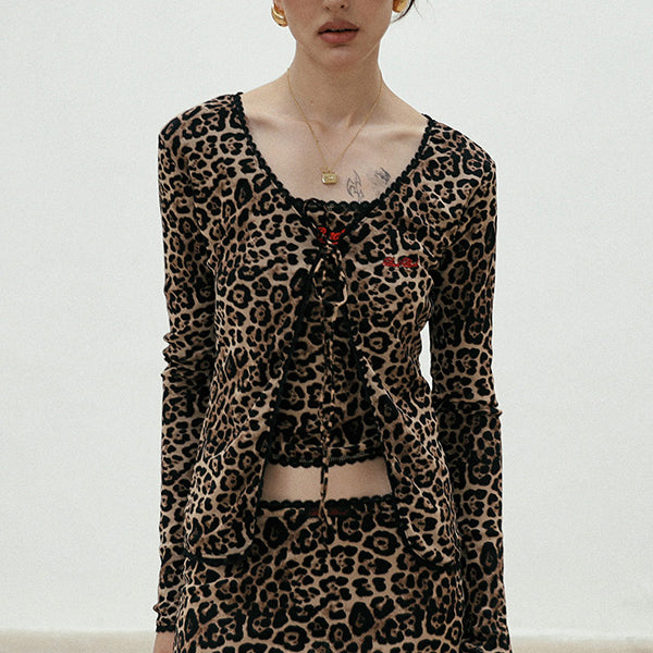 Badblood Leopard Tie Cardigan – Brown