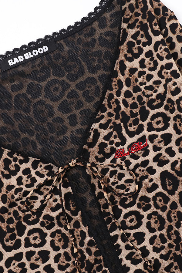 Badblood Leopard Tie Cardigan – Brown