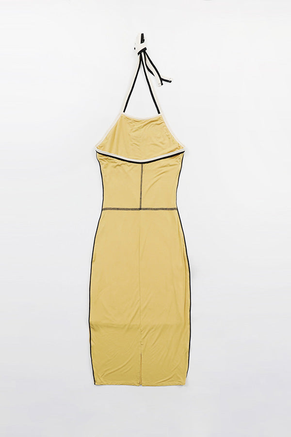 Badblood Oval Logo Halterneck Midi Dress Mustard