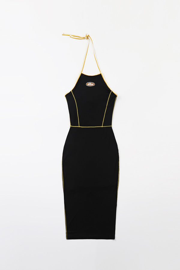 Badblood Oval Logo Halterneck Midi Dress Black