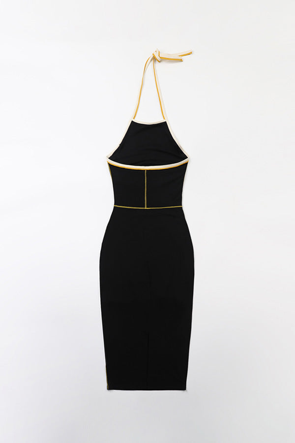 Badblood Oval Logo Halterneck Midi Dress Black