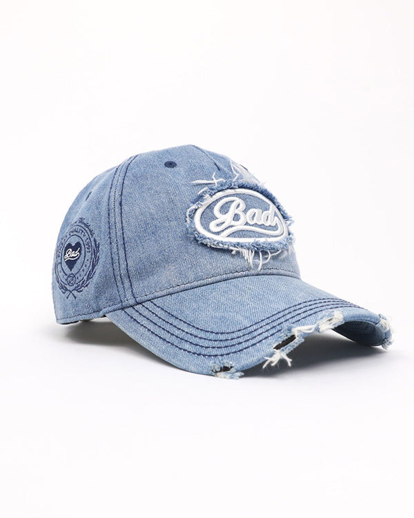 Badblood Oval Logo Denim Ball Cap - Blue