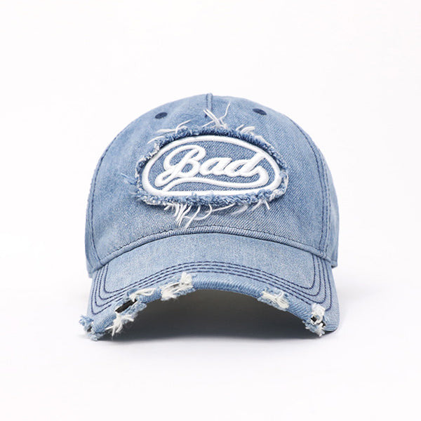Badblood Oval Logo Denim Ball Cap - Blue