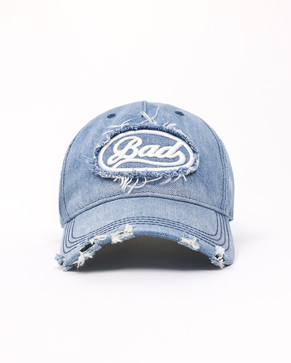 Badblood Oval Logo Denim Ball Cap - Blue