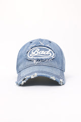 Badblood Oval Logo Denim Ball Cap - Blue