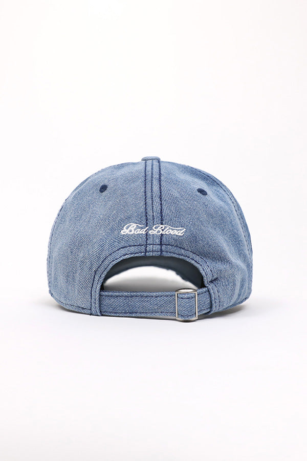 Badblood Oval Logo Denim Ball Cap - Blue