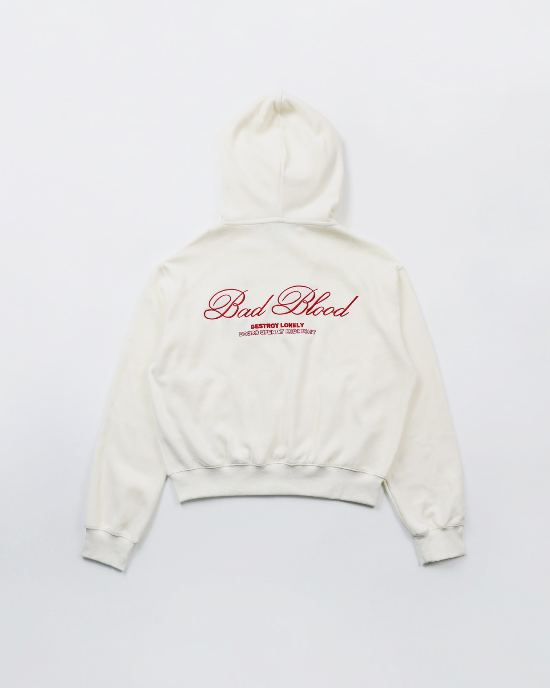 Badblood Classic Logo Hooded Zip-Up - Cream White