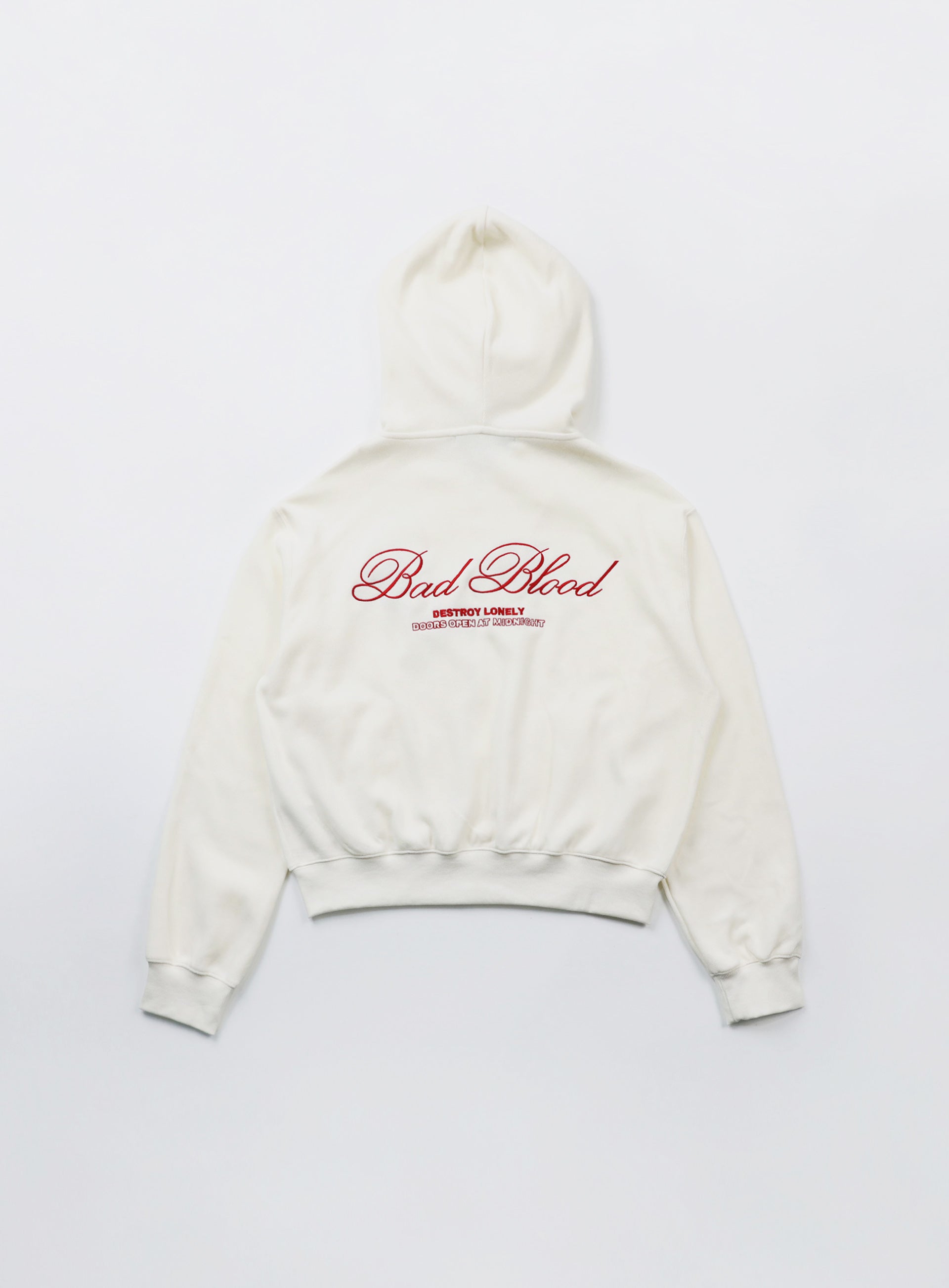 Badblood Classic Logo Hooded Zip-Up - Cream White