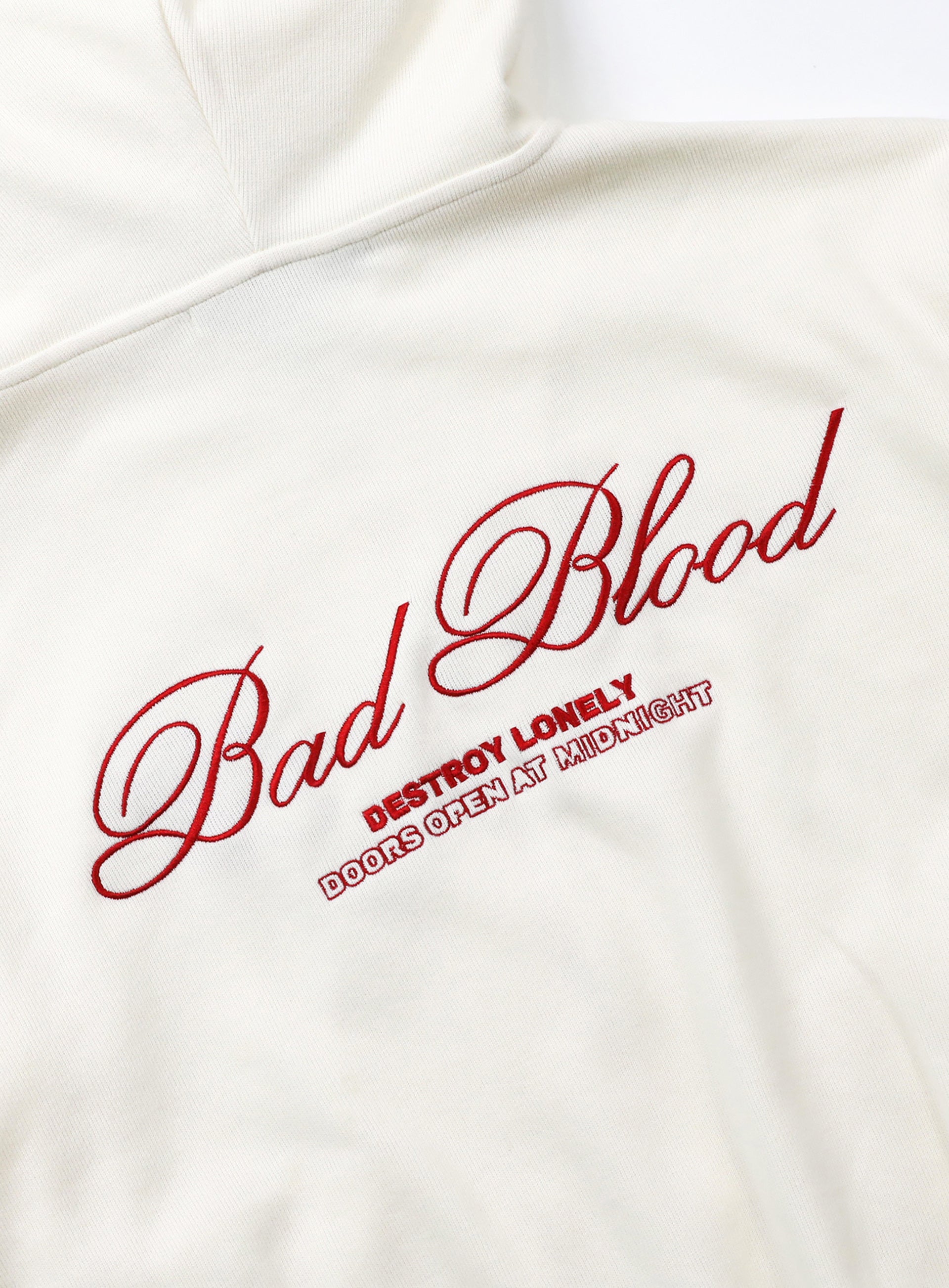 Badblood Classic Logo Hooded Zip-Up - Cream White
