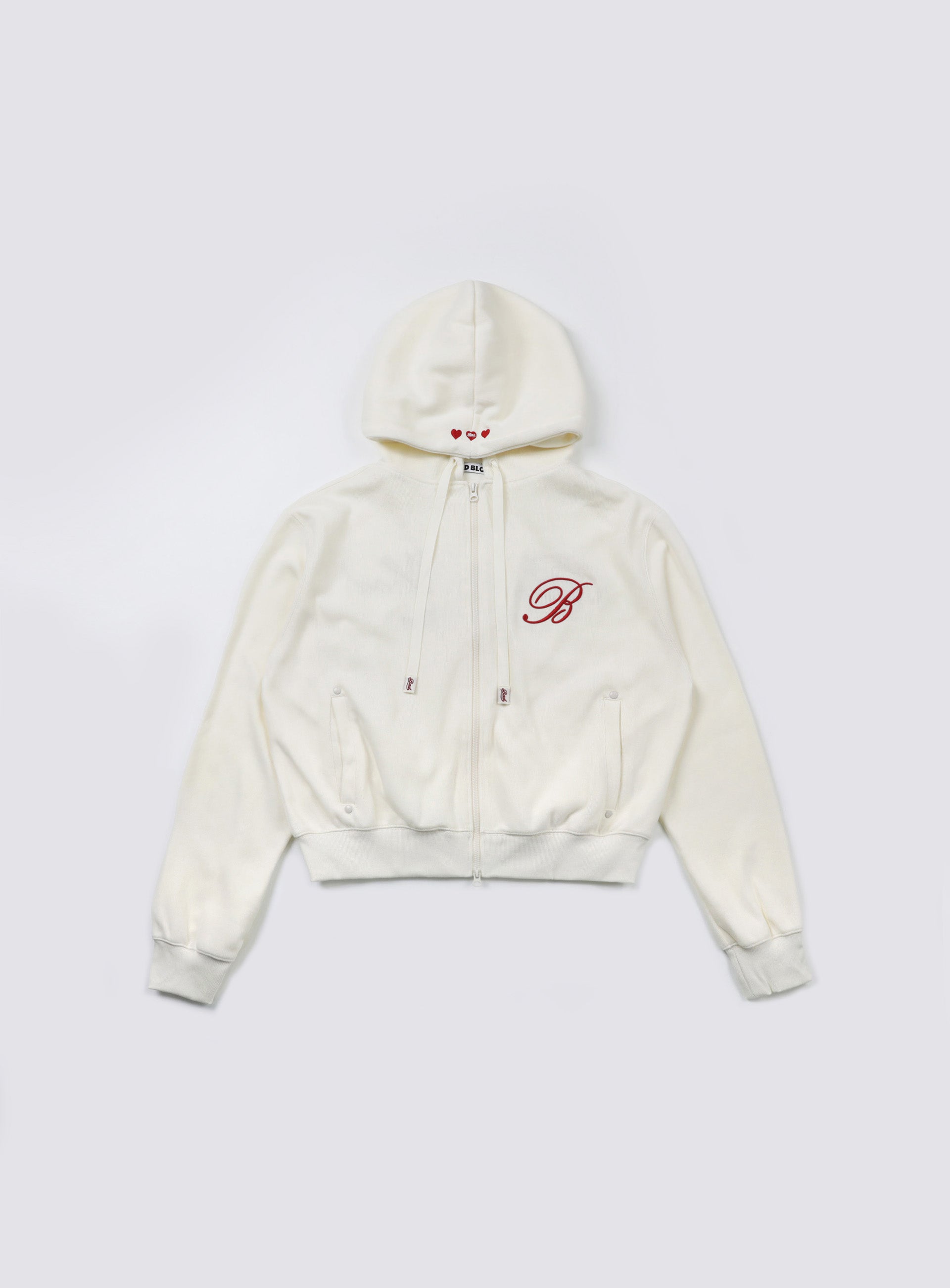Badblood Classic Logo Hooded Zip-Up - Cream White